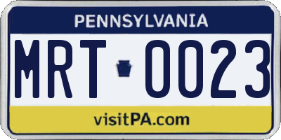 PA license plate MRT0023