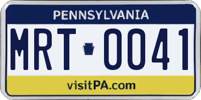 PA license plate MRT0041