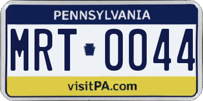 PA license plate MRT0044