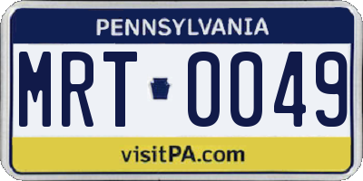 PA license plate MRT0049
