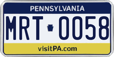 PA license plate MRT0058