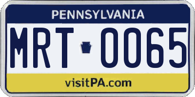 PA license plate MRT0065