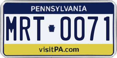 PA license plate MRT0071