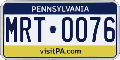 PA license plate MRT0076