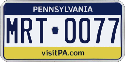 PA license plate MRT0077