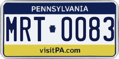 PA license plate MRT0083