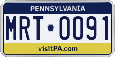 PA license plate MRT0091