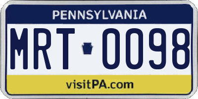 PA license plate MRT0098