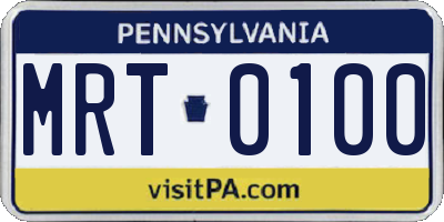 PA license plate MRT0100