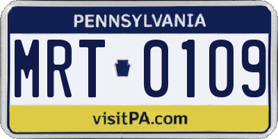 PA license plate MRT0109