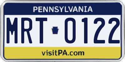 PA license plate MRT0122