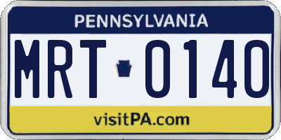 PA license plate MRT0140