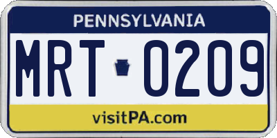 PA license plate MRT0209