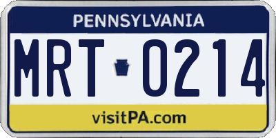 PA license plate MRT0214