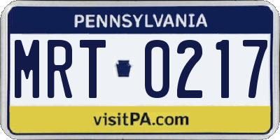 PA license plate MRT0217