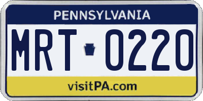 PA license plate MRT0220
