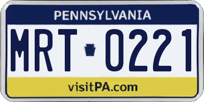 PA license plate MRT0221
