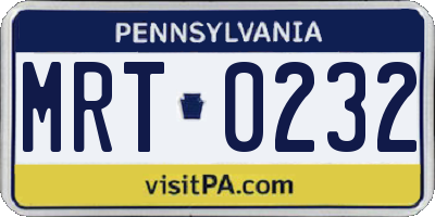 PA license plate MRT0232