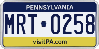 PA license plate MRT0258