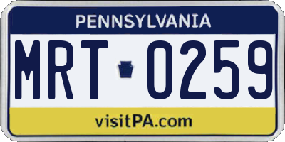 PA license plate MRT0259