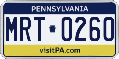 PA license plate MRT0260
