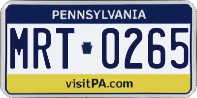 PA license plate MRT0265