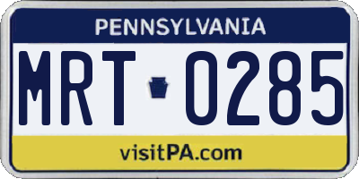 PA license plate MRT0285