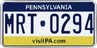 PA license plate MRT0294