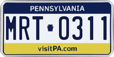 PA license plate MRT0311