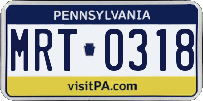 PA license plate MRT0318