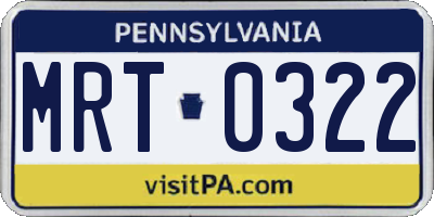 PA license plate MRT0322