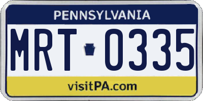PA license plate MRT0335