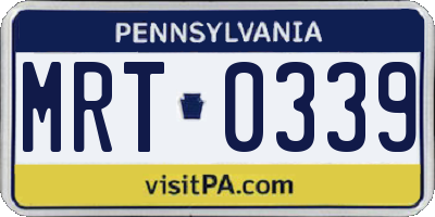 PA license plate MRT0339