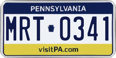 PA license plate MRT0341
