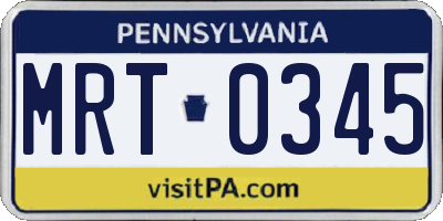 PA license plate MRT0345