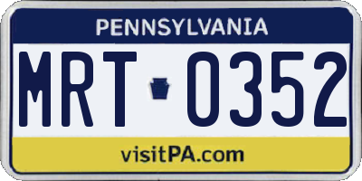 PA license plate MRT0352