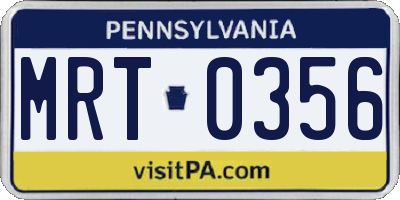 PA license plate MRT0356