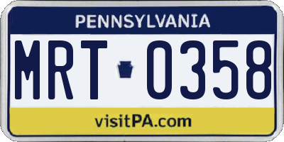 PA license plate MRT0358
