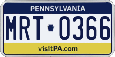 PA license plate MRT0366
