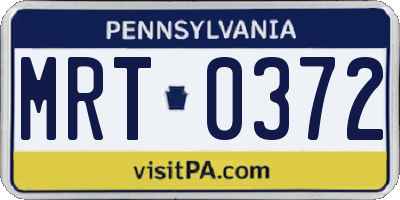 PA license plate MRT0372