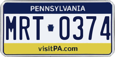 PA license plate MRT0374
