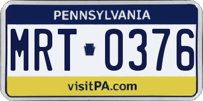 PA license plate MRT0376