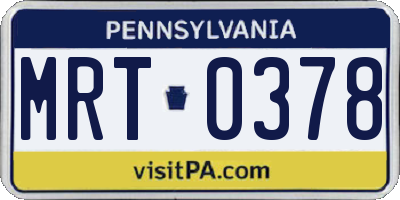 PA license plate MRT0378