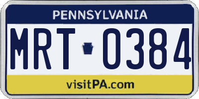 PA license plate MRT0384