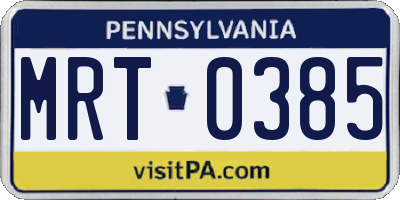 PA license plate MRT0385