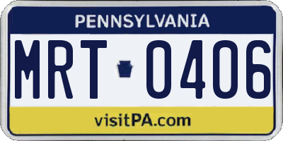 PA license plate MRT0406