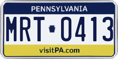 PA license plate MRT0413