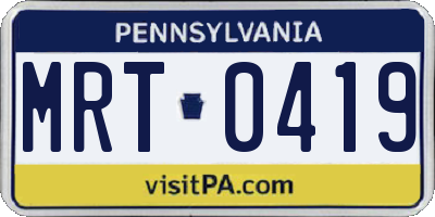 PA license plate MRT0419