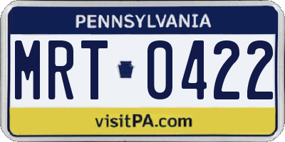 PA license plate MRT0422