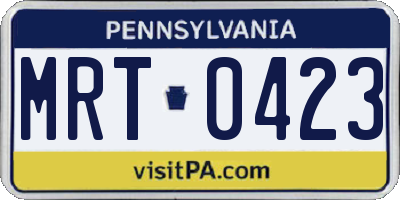 PA license plate MRT0423